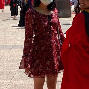 Cupcakes & Cashmere Red Tie Front Bell Sleeve Dress